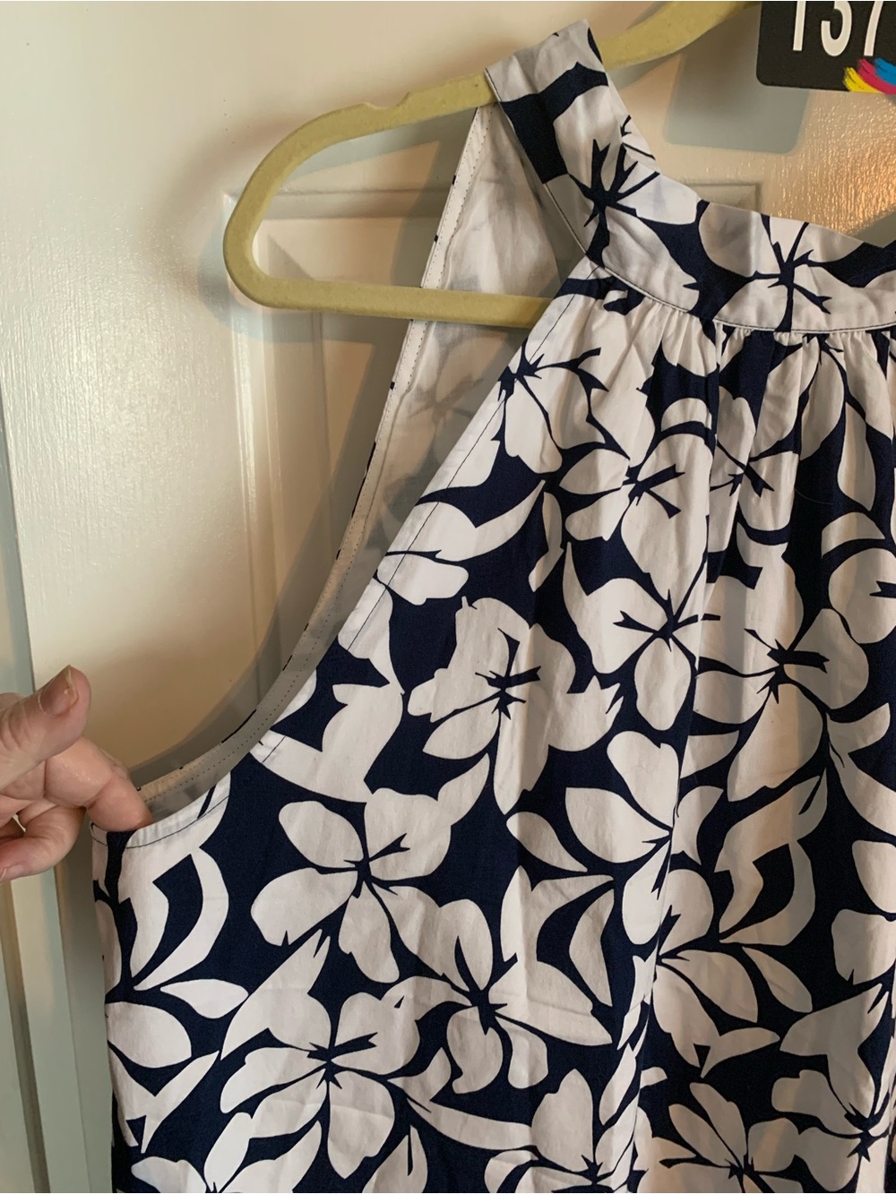 J. Crew White Halter Dress with Navy Floral Detailing NWT - Picture 5 of 11